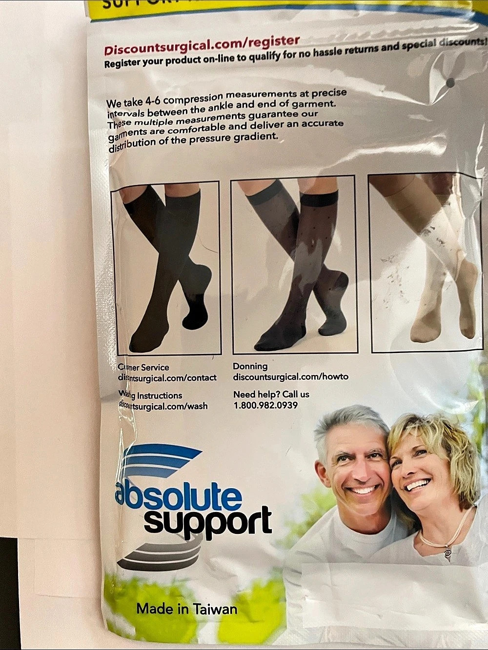 Absolute Support 18mmHg Open Toe Compression Socks 3XL NWT